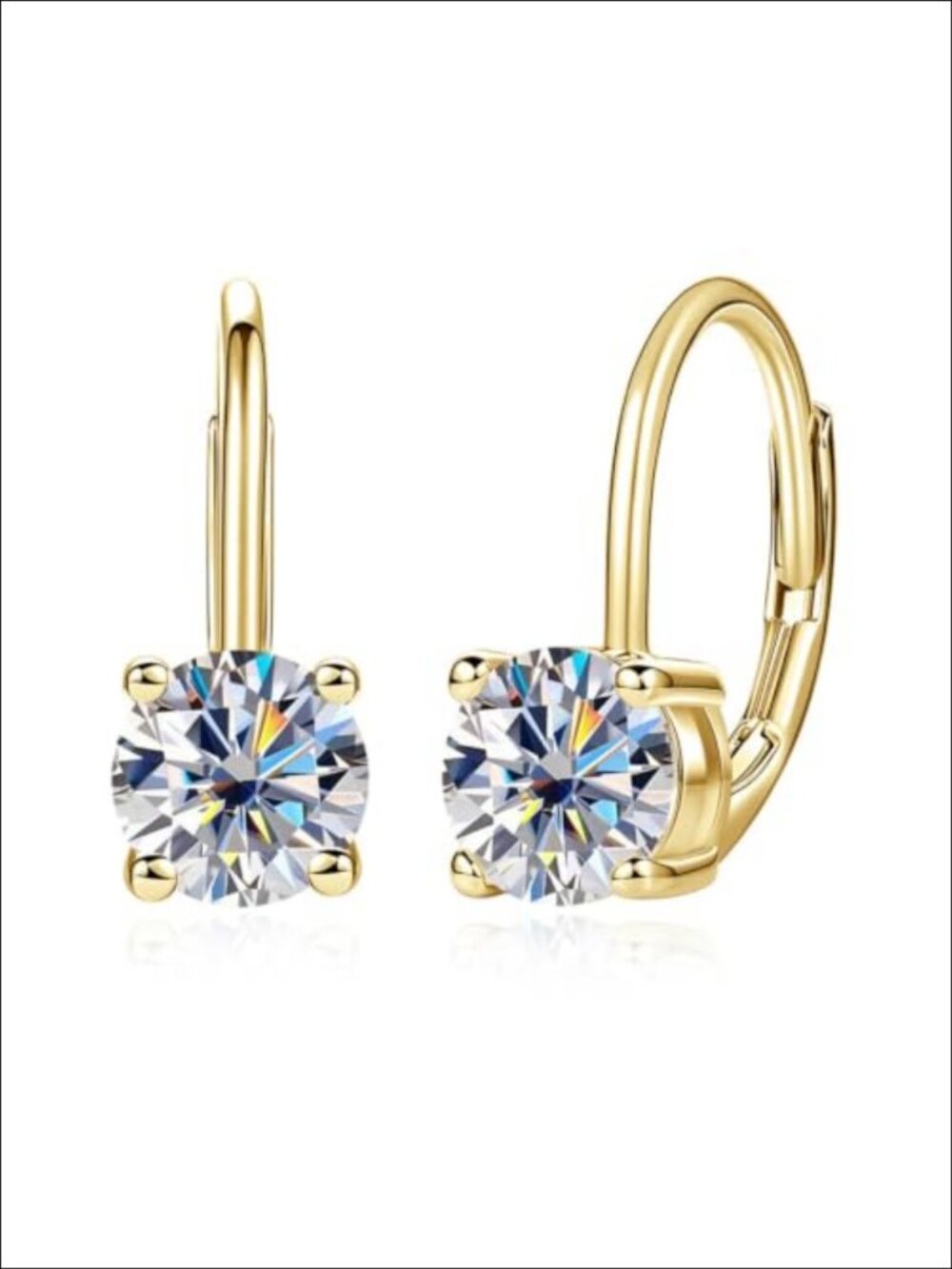 Moissanite Leverback Hoop Earrings 14K Gold Plated Women's Jewelry